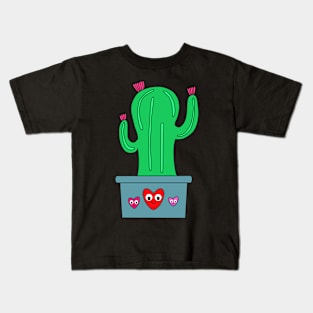 Cute Cactus Design #131: Cute Cactus In Pot With Hearts Kids T-Shirt